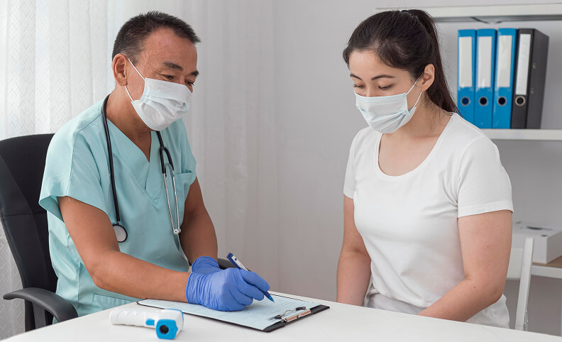 Doctor with patient